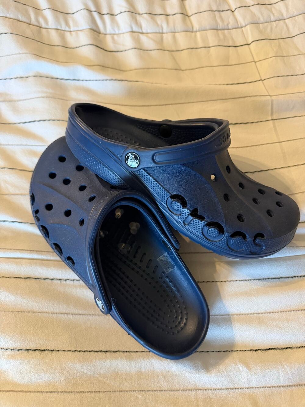 Men's Crocs Baya Clogs Navy Blue - Size 10 Signature Logo